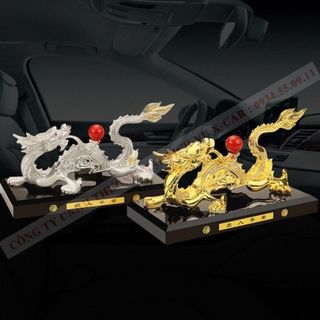 Tượng rồng vàng nhả ngọc phong thủy trang trí trên xe ô tô, xe hơi