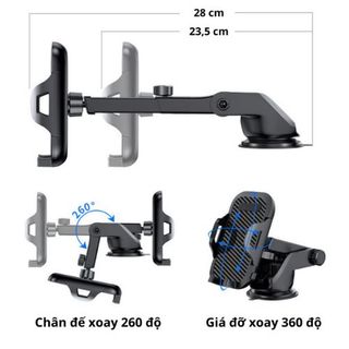 Giá đỡ kẹp điện thoại ô tô Rundong vân carbon xoay 360 độ gắn taplo ô tô, kẹp cửa gió điều hòa loại cao cấp