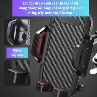 Giá đỡ kẹp điện thoại ô tô Rundong vân carbon xoay 360 độ gắn taplo ô tô, kẹp cửa gió điều hòa loại cao cấp