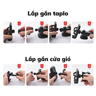 Giá đỡ kẹp điện thoại ô tô Rundong vân carbon xoay 360 độ gắn taplo ô tô, kẹp cửa gió điều hòa loại cao cấp