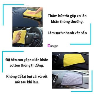 Khăn Lau Xe Hơi Ô Tô Cao Cấp Gia Dụng Đa Năng Siêu Thấm Microfiber