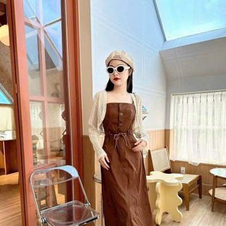 SET ÁO KHÓAC LEN KÈM ĐẦM RÚT DÂY
