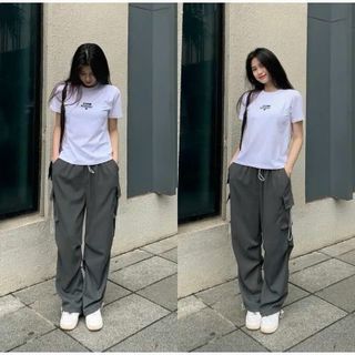 Quần jogger túi hộp chất dù có dây rút lai và lưng quần