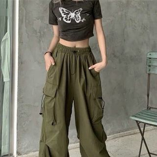 Quần jogger túi hộp chất dù có dây rút lai và lưng quần
