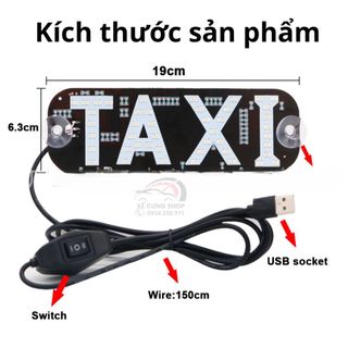 Đèn LED chữ TAXI gắn kính chắn gió xe hơi đa dụng đổi 2 màu tùy chọn