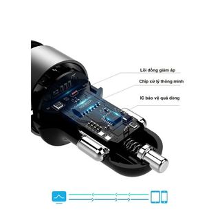 Tẩu sạc nhanh Huydaio-Hy36C, tẩu sạc ô tô, xe hơi tích hợp hai cổng USB