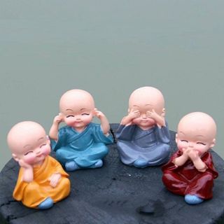 Set 4 tượng chú tiểu phong thủy trang trí taplo bàn làm việc