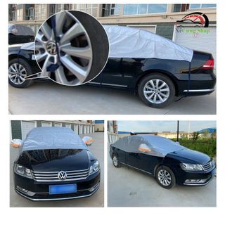Bạt che nửa xe ô tô chống nắng phủ cả nắp capo, Bạt phủ cách nhiệt tráng nhôm cao cấp