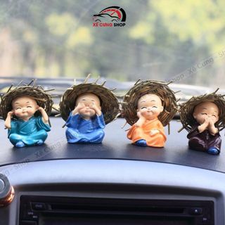 Set 4 tượng chú tiểu phong thủy trang trí taplo bàn làm việc