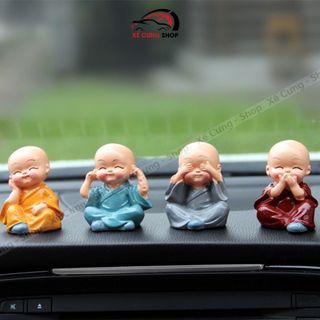 Set 4 tượng chú tiểu phong thủy trang trí taplo bàn làm việc