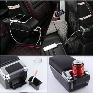 Hộp tỳ tay xe Accent / Kia Rio 2017-2019 cao cấp tích hợp cổng sạc USB - Bảo hành 12 tháng