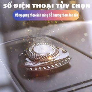 Nước hoa ô tô Aromatherapy kèm số điện thoại xoay tỏa hương