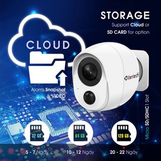 Camera IP Wifi VANTECH VP-B7300PIR - Tích hợp cảm biến thân nhiệt PIR