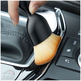 Chổi, cọ quét mini đầu cong sợi lông mềm dùng vệ sinh nội thất ô tô/ bảng điều khiển/ cửa thoát khí xe hơi