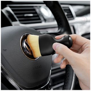 Chổi, cọ quét mini đầu cong sợi lông mềm dùng vệ sinh nội thất ô tô/ bảng điều khiển/ cửa thoát khí xe hơi