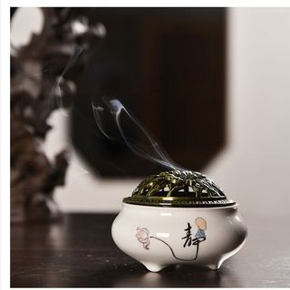 Lư Xông Nụ Trầm Hương - Bằng Gốm sứ Kèm Lót Bông Đế Chống Cháy