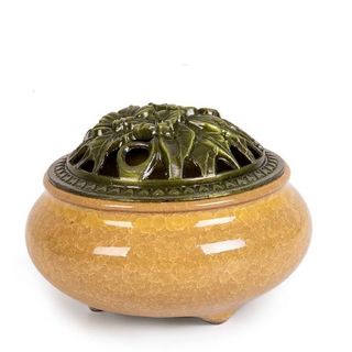 Lư Xông Nụ Trầm Hương - Bằng Gốm sứ Kèm Lót Bông Đế Chống Cháy