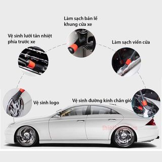 Bộ 5 Chổi Cọ Vệ Sinh Xe Ô Tô Đa Năng - Cọ Rửa Khoang Máy, Mân Xe, Nội Thất