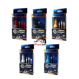 Tẩu sạc nhanh giành cho ô tô kèm cáp sạc 3 đầu tiện dụng