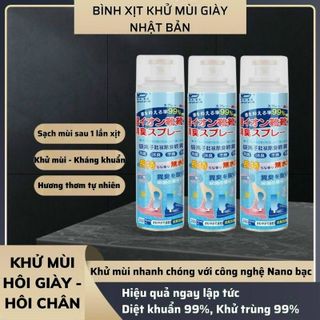 [Hot] Lọ/Bình/chai Xịt khử mùi giày công nghệ Nano Bạc mùi dịu nhẹ 260ml đánh bay mùi hôi dép chân tủ giày hiệu quả giá sỉ