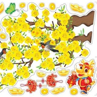 DECAL TRANG TRÍ TẾT NỔI 4D