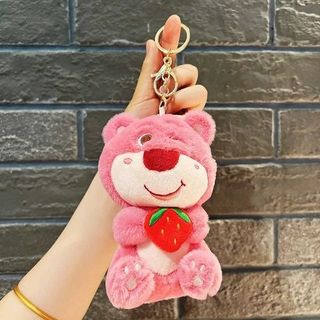 MÓC KHÓA BÔNG GẤU ÔM DÂU LỚN