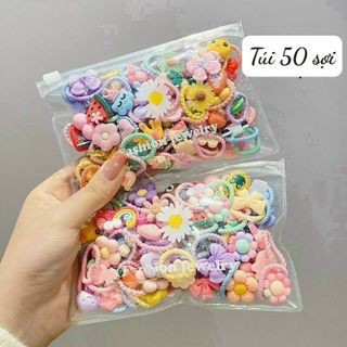 Set 50 chun tóc túi zip hình ngộ nghĩnh cho bé yêu giá sỉ