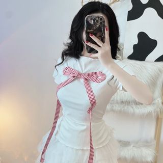 Áo thun kiểu nữ đính nơ dài _ Như Ý Boutique