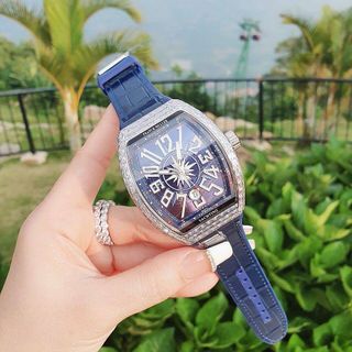 ĐỒNG HỒ NAM SIÊU CẤP FRANK MÁY CƠ MÀU XANH VIỀN XOÀN NHÂN TẠO 2