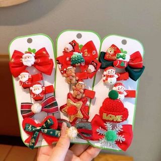 VĨ 5 KẸP MÁI NOEL PHỐI NƠ HOA -908