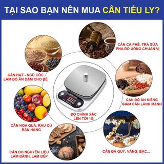 [Sỉ]Cân tiểu ly điện tử nhà bếp mini định lượng 1g - 5kg làm bánh độ chính xác cao kèm 2 viên pin AAA giá sỉ