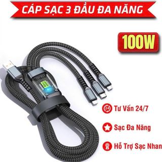 Dằy sạc  nhanh 3 đầu 100W giá sỉ