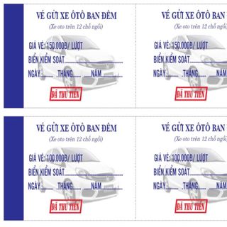 vé đậu xe ô tô các mệnh giá