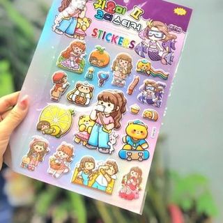 SET 5 TẤM STICKER NỔI/ KÈM TRANH TÔ MÀU SIZE 20*30