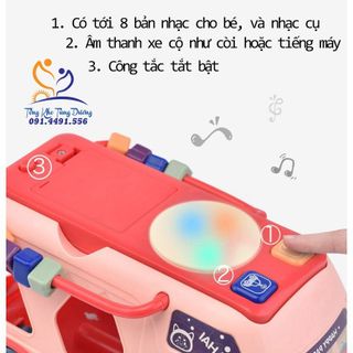 [HÀNG ĐẸP CÓ NHẠC] XE BUS THẢ HÌNH - Đồ chơi xe bus âm nhạc có đèn và nhạc kết hợp đàn gõ