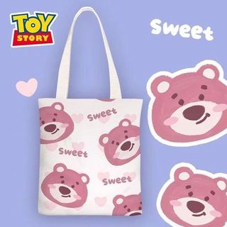 TÚI VẢI TOTE GẤU DÂU LOTSO- QUẢNG CHÂU SIZE 33*38CM