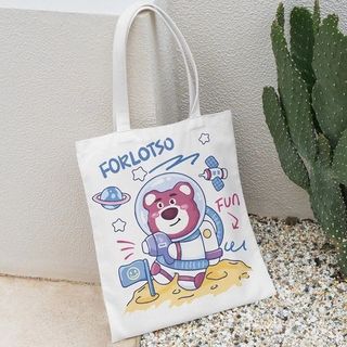 TÚI VẢI TOTE GẤU DÂU LOTSO- QUẢNG CHÂU SIZE 33*38CM