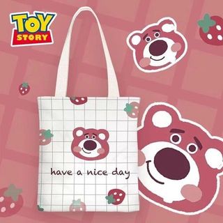 TÚI VẢI TOTE GẤU DÂU LOTSO- QUẢNG CHÂU SIZE 33*38CM