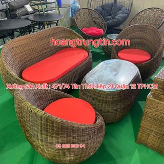 Bộ sofa nhựa giả mây dây tròn ghế trứng dây tròn ghế mây tròn nhựa giả mây giá sỉ