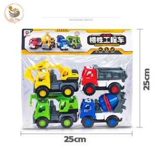Set 4 Xe Ô Tô Đồ Chơi Cho Bé, Set Đồ Chơi 4 Ô Tô Công Trình Nhiều Màu Sắc, Mẹ Mốc Shop