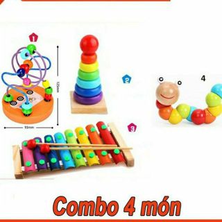 Combo 4 món đồ chơi gỗ cao cấp an toàn cho bé giá sỉ