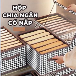 HỘP VẢI ĐỰNG QUẦN ÁO CHIA NGĂN CÓ NẮP ĐẬY giá sỉ