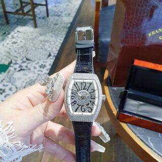 ĐỒNG HỒ NỮ CAO CẤP FRANK MULER DÂY CAO SU BỌC DA NIỀNG ĐÁ CỰC SANG 6