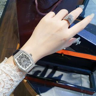 ĐỒNG HỒ NỮ CAO CẤP FRANK MULER DÂY CAO SU BỌC DA NIỀNG ĐÁ CỰC SANG 6