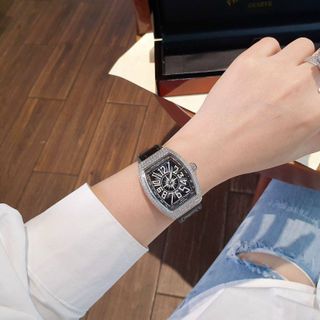ĐỒNG HỒ NỮ CAO CẤP FRANK MULER DÂY CAO SU BỌC DA NIỀNG ĐÁ CỰC SANG 6