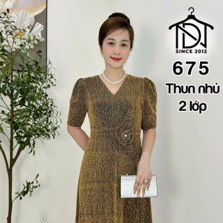 Đầm maxi trung niên dự tiệc sang trọng vải thun nhũ cao cấp đính đá, tặng mẹ co giãn tốt bigsize 80kg M675