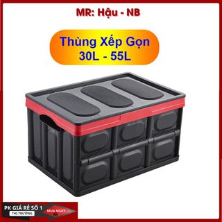 Thùng nhựa đựng đồ cho cốp xe ô tô có thể gấp gọn có chốt gài | 30L + 55L + túi chống nước giá sỉ