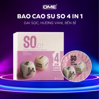 Bao cao su so 4 in 1 gai sọc, kéo dài, hương vani 3 cái/hộp giá sỉ