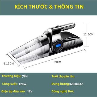 Máy Hút Bụi Kèm Chức Năng Bơm Lốp Bánh Xe, Cầm Tay Nhỏ Gọn, Thông Minh