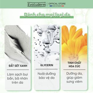 Mặt nạ dưỡng da Evoluderm Masque Purifiant Argile tinh chất đất sét xanh 150ml (Bao bì mới )